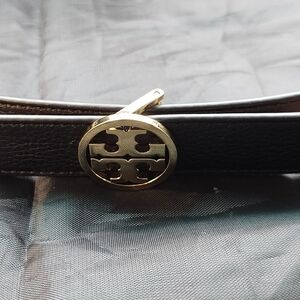 Tory Burch Tan Leather Belt with Gold Buckle